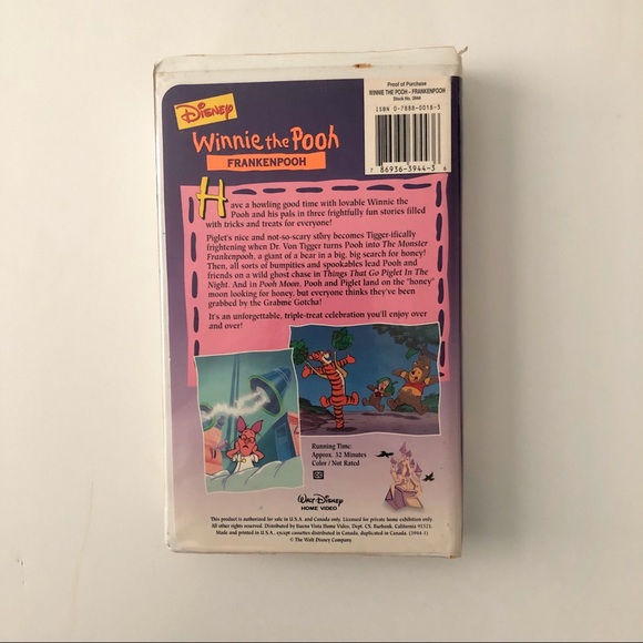 Winnie The Pooh Frankenpooh Vhs Tape - Picture 2 of 4